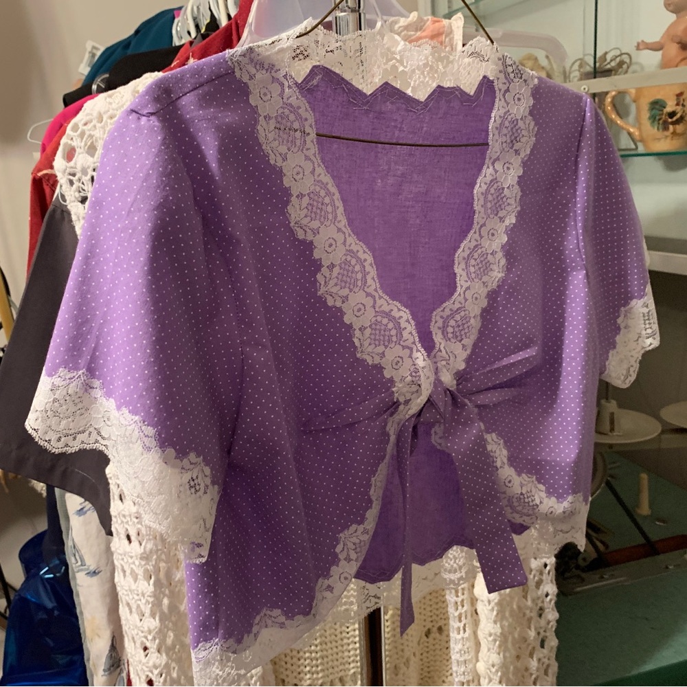 Purple Lace Tie Top